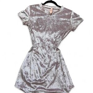 Luna Chix pink crushed velvet mini dress